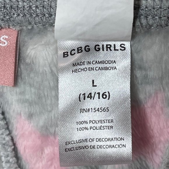 BCBG GIRLS | Gray Fuzzy Star Pink & White Print Lounge Pants | Size L - Picture 7 of 10